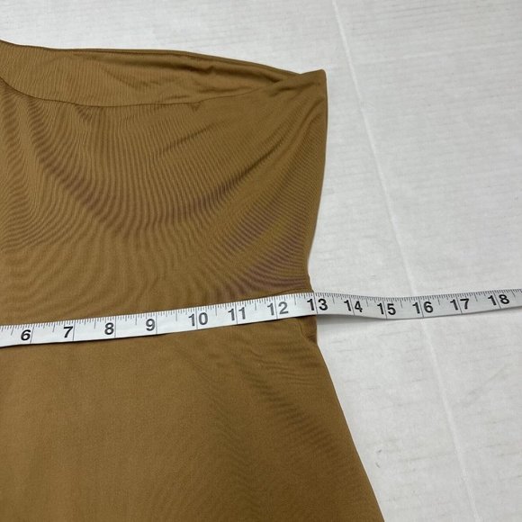 Superdown M Erla Cutout Maxi Slip Dress One Shoulder Brown High Slit Cocktail - Picture 7 of 11